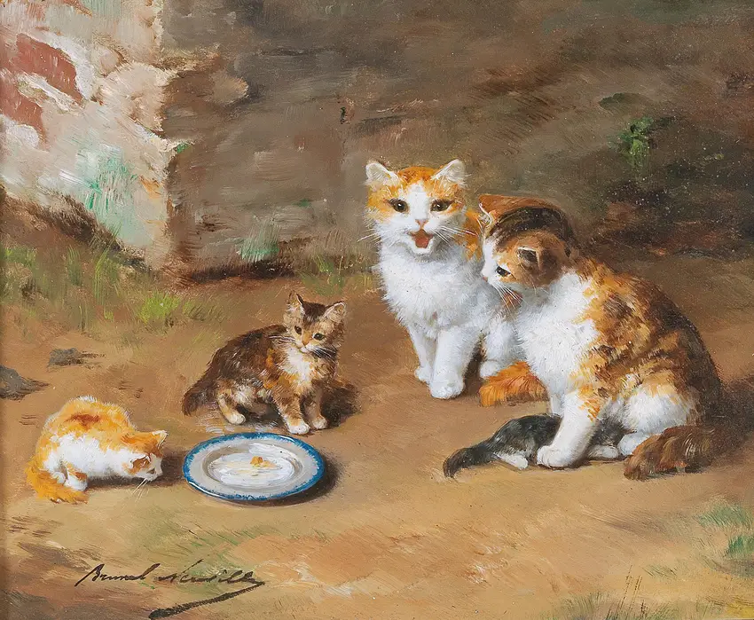 Cat Family by Arthur-Alfred Brunel de Neuville